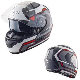 CASCO INTEGRALE MOTO NOS NS7F BIANCO ROSSO OPACO F