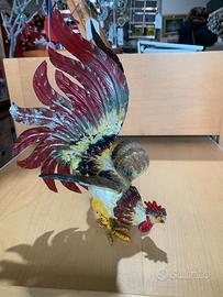 GALLINA IN LAMIERA DIPINTA SMALTATA