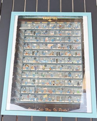 Poster Fallout Vault-Tec Perks + cornice Ikea