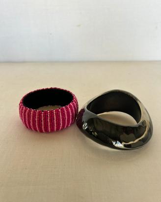 Bracciali rigidi vintage lucido, con perline rosa