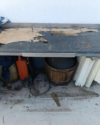 Tavolo lavoro piano marmo e ferro 
