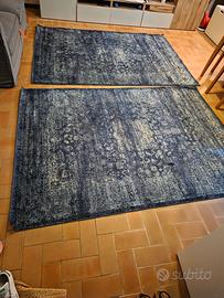 Coppia tappeti blu vintage effetto invecchiato