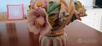 Coppia Basi Lampade Abat-jour Capodimonte