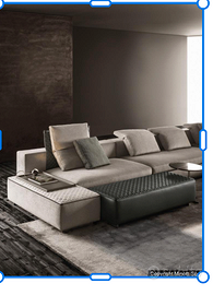 Pouf Yang in tessuto ecru speciale su ruote