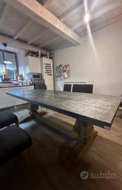 Tavolo rettangolare in vecchio pino massiccio