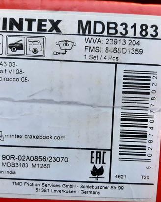 coppia pastiglie mintex audi