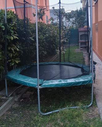 Trampolino elastico  240cm con rete di protezione 