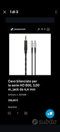 Cavo bilanciato originale cuffie sennheiser hd 800