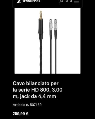 Cavo bilanciato originale cuffie sennheiser hd 800