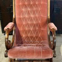 SEDIA A DONDOLO INGLESE '900 - TEAK & VELLUTO