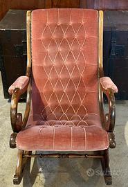 SEDIA A DONDOLO INGLESE '900 - TEAK & VELLUTO