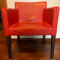 Poltrona rossa anni 70 con rotelline