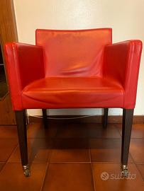 Poltrona rossa anni 70 con rotelline