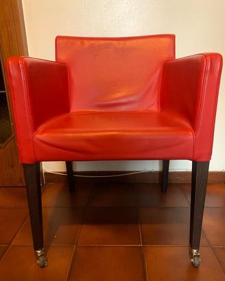 Poltrona rossa anni 70 con rotelline