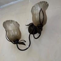 4 lampadari da parete ferro e vetro