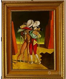 DE CHIRICO G. copia d'autore quadro  olio su tela