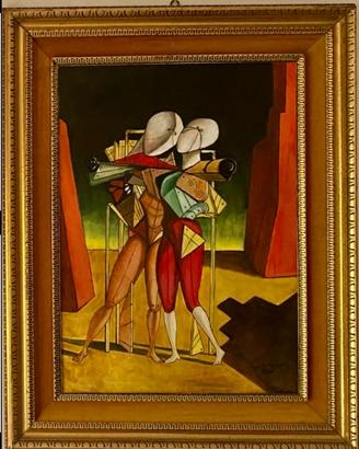DE CHIRICO G. copia d'autore quadro  olio su tela