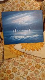 quadro olio su  pannello legno 