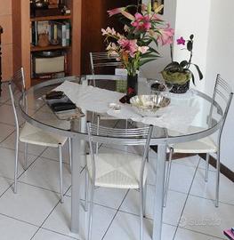 Tavolo Design '90 ovale vetro/acciaio