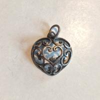 ciondolo argento 800 cuore scolpito vintage
