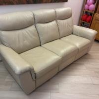 Divano vera pelle crema 3 posti recliner perfetto