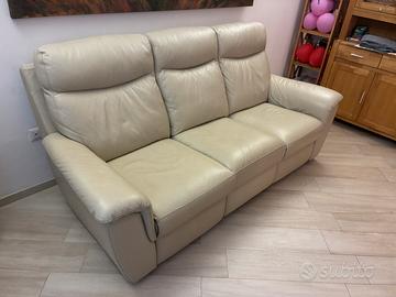 Divano vera pelle crema 3 posti recliner perfetto
