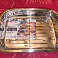 teglia da forno con griglia in acciaio inox 33x24