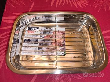 teglia da forno con griglia in acciaio inox 33x24