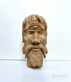 Scultura tridimensionale Testa di Polifemo in legn