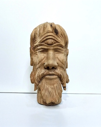 Scultura tridimensionale Testa di Polifemo in legn