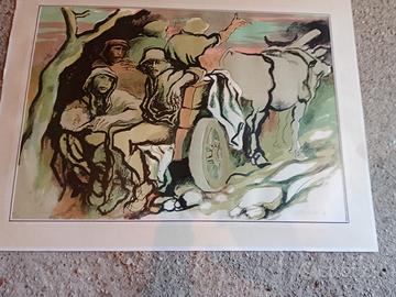 Litografia Acquerellata Augusto Murer