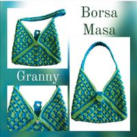Borsa granny masa in juta all'uncinetto