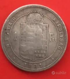 1 Forint 1881 Ferenc Jozsef Ungheria in Argento