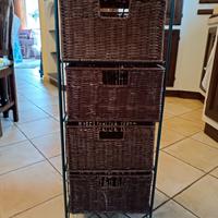 cassettiera vimini e ferro