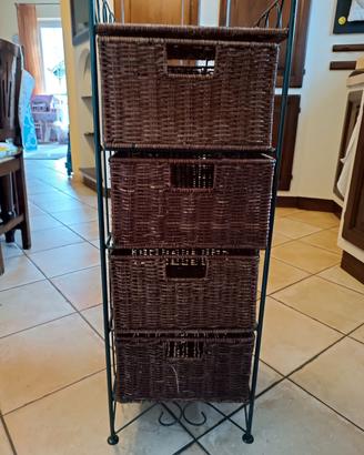 cassettiera vimini e ferro