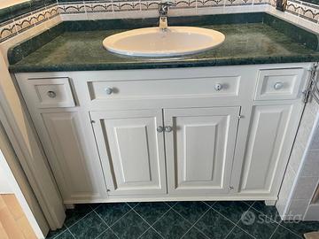 Arredo bagno 115×62 – Marmo verde & legno massello