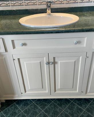 Arredo bagno 115×62 – Marmo verde & legno massello