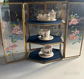 Vetrinetta Miniatura Vintage in Ottone e Vetro