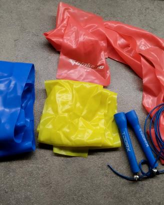 elastici per esercizi+ corda per saltare 