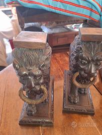 leoni intagliati in legno  aonodue coppie