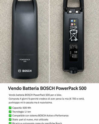 Batteria BOSCH PowerPack 500