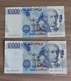 2 banconote 10000 Lire Alessandro Volta