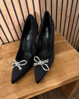 Scarpe con fiocco in strass