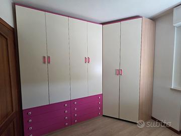 armadio 4 ante con cassettiera e cabina armadio