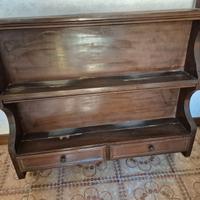 Mobiletto libreria in legno vintage con 2 cassetti