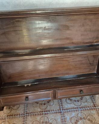 Mobiletto libreria in legno vintage con 2 cassetti