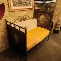 Divanetto con testate letto antiche dipinte '800