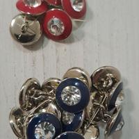 Bottoni gioiello rossi blu per camiciette anni 70