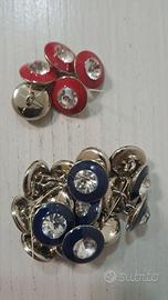 Bottoni gioiello rossi blu per camiciette anni 70