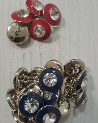 Bottoni gioiello rossi blu per camiciette anni 70